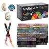tesrhino 240 Colors Acrylic Paint Markers, Waterproof Paint Pens with Flexible Brush Tip, Auto Ink Control Large Capacity Acrylic Markers for Wood Stone Canvas Glass Ceramic
