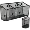 Texvora 2 Pcs Metal Mesh Stationery Organizer Set, Pen Holder with Strong Attachment, Large Capacity Desk Organizer, Office Pen Holder Supplies, Metal Build for Long Use, for Desk Organization