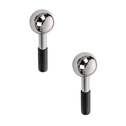Texvora 2 Pcs Stainless Steel Ice Globes for Face, Cryo Sticks for Facials, Hot and Cold Therapy, Cooling Facial Massager for Puffiness, Headache Relief, 5.3 x 1.9 in / 135 x 50 mm