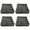 Texvora 4 PCS 24-Cell Sock Organizer for Drawer, Foldable Oxford Cloth Divider Boxes with Grid Design for Socks, Underwear, Ties and Belts, Closet Storage Bins, 12.5 x 12.5 x 4 in
