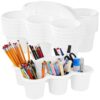 Texvora 6-Pack Plastic Storage Organizer, 6 Compartment Lightweight Drink Cup Holder, 11.9 in Portable Office Supplies Caddy for Workplace, Home Desk Organizer, for Pens, Pencils, White
