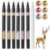 Texvora 6 Colors Metallic Markers with Erasing Pen, 0.7 mm Fine Tip Chrome Paint Marker Set for Metal Glass Resin and Plastic, High Gloss Reflective Markers for DIY Craft Drawing Coloring