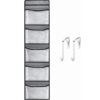 Texvora Hanging Storage Organizer, Over The Door Storage Bag with Hooks, 5 Transparent Compartments for Yarn Storage, Diverse Items, Fits Doors up to 1.98 in Thick
