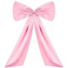 Texvora Pink Bow Birthday Decorations, 23.6 x 31.5 in / 60 x 80 cm Large Satin Bow Wall Hanging, Felt Backdrop for Party, Wedding, Christmas, Door Decor, Lightweight, Long-Lasting Bow Decorations
