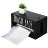Texvora Wooden Trash Bag Dispenser, Garbage Bag Storage Box with Front Opening and Removable Lid, Compact Design for Kitchen Countertop and Under Sink Organization, Easy Access to Trash Bags