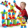 teytoy 200Pcs Building Blocks Toys, Bristle Shape Building Blocks Set STEM Interlocking Construction Learning Toys for Kids Ages 3+