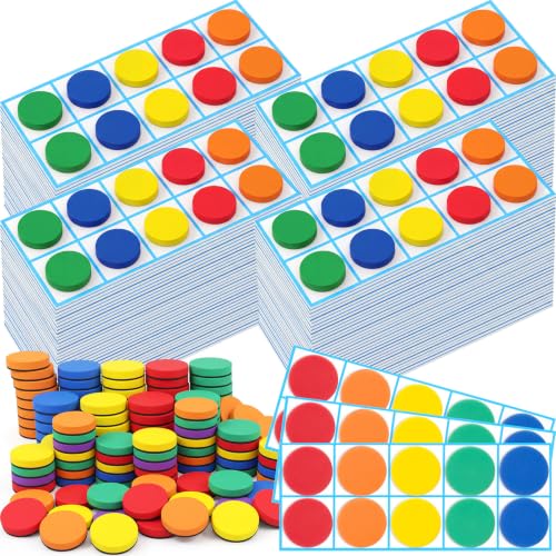 Teyva Daily 100 Set Bulk Magnetic Ten Frame for Classroom Foam Ten Frame Math Manipulatives with Colorful Counters Addition Subtraction Toys for Kindergarten Preschool 1st Grade Learning Tools (Blue)