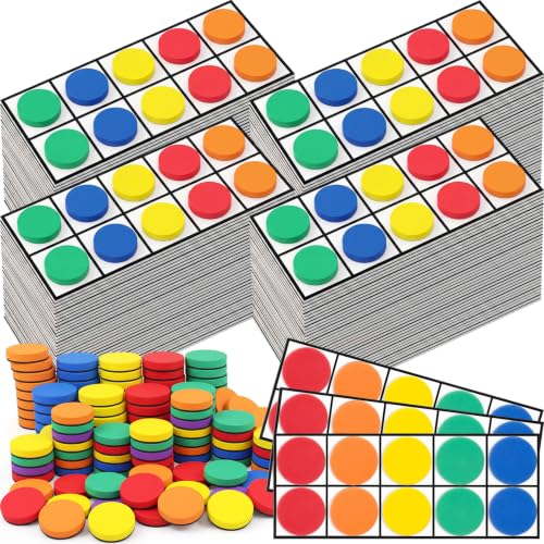 Teyva Daily 100 Set Bulk Magnetic Ten Frame for Classroom Foam Ten Frame Math Manipulatives with Colorful Counters Addition Subtraction Toys for Kindergarten Preschool 1st Grade Learning Tools (Black)