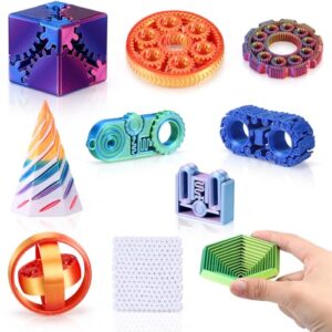 Teyva Daily 10 Pcs 3D Printed Fidget Geometry Toys Make a Sound Flexible Desk Fidget Worm Toy for Stress Relief Adults Birthday Gift Party Favors Stress Toys