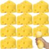 Teyva Daily 12 Pack Cheese Squeeze Stress Balls, Soft Triangle Relief Sensory Fidget Toys Pocket Size Novelty Cheesecake Miniatures for Desk Office Relax, Study Gift