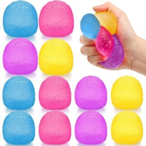 Teyva Daily 12 Pcs Textured Stress Balls Gumdrop Shape Balls Sensory Squeeze Slow Rise Fidget Ball for Anxiety Relief Prizes Goodie Bag Stuffers Party Favors (1.6 Inches)