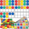 Teyva Daily 12 Set Bulk Magnetic Ten Frame for Classroom Foam Ten Frame Math Manipulatives with Colorful Counters Addition Subtraction Toys for Kindergarten Preschool 1st Grade Learning Tools (Black)