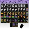 Teyva Daily 160 Pcs Halloween American Mahjong Tile Set 1.2 Inch Melamine Black Pumpkins Ghosts Skulls Mahjong Tile Mahj Game Set for Travel Halloween Party Family Game Night Holiday Gatherings