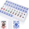 Teyva Daily 166 Pcs American Mahjong Tiles Only Mahjong Tiles with Blue and White Porcelain Prints 1.2 x 0.9 Inches Melamine Hand Carved Pattern for Games Adult Board Beginners Mahjongg Lovers