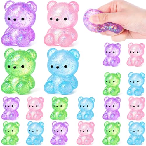 Teyva Daily 20 Pieces Bear Party Favors - Squeeze Funny Stress Balls for Adults Women Men Farm Animal Birthday Party Gifts Goodie Bags Stuffers Sensory Fidget Stress Relief Item