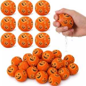 Teyva Daily 24 Pcs Halloween Pumpkin Beach Balls Bulk for Kids, Pumpkin Lantern Inflatable Splash Water Balls Pool Toys for Games Halloween Party Favors Outdoor Yard Lawn Garden Decorations