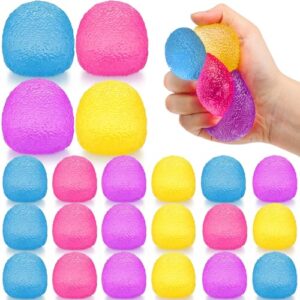 Teyva Daily 24 Pcs Textured Stress Balls Gumdrop Shape Balls Sensory Squeeze Slow Rise Fidget Ball for Anxiety Relief Prizes Goodie Bag Stuffers Party Favors (1.6 Inches)