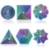 Teyva Daily 6 Pcs Fractal Fidget Hexagon 3D Printed Fidgets Stress Relief Sensory Tool Colorful Whirling Spiral Meditation Tool for ADHD Autism Birthday Gift Easter Basket Stuffers(Red Green)
