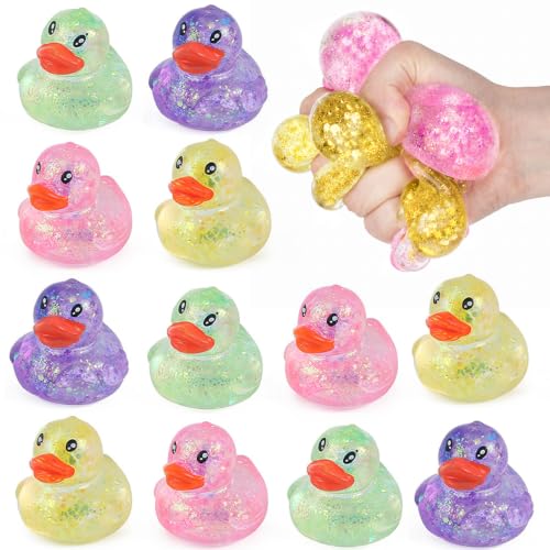 Teyva Daily 8 Pcs Duck Squishy Fidget Toys, Colorful Squeeze Toys, Slow Rising Stress Relief Balls, Stocking Stuffers, Party Favors