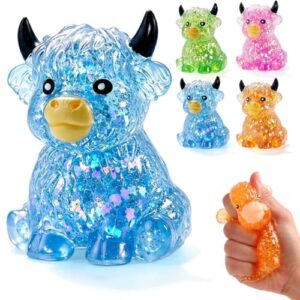 Teyva Daily 8 Pcs Glitter Highland Cow Squishy Fidget
