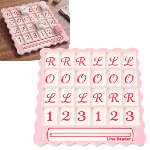 Teyva Daily American Mahjong Solo Practice Board with Built-in Line Reader, Scalloped Macaron Portable Mahjong Trainer for Charleston & Tile Recognition, Beginner Learning Tool(Pink & White)