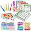Teyva Daily Magnetic Wand Bingo Chips Set with 6 Colors Magnetic Wand 600 Metal Chip 60 Bingo Cards 13 Sorting Storage Box for Kids Counting Large Group Game Family Night Sensory Educational Activity