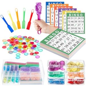 Teyva Daily Magnetic Wand Bingo Chips Set with 6 Colors Magnetic Wand 600 Metal Chip 60 Bingo Cards 13 Sorting Storage Box for Kids Counting Large Group Game Family Night Sensory Educational Activity