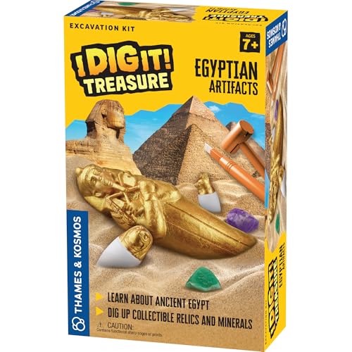 Thames & Kosmos I Dig It! Treasure – Egyptian Artifacts Excavation Kit | Explore Archaeology, Ancient Egypt & Hieroglyphics | Dig Out Collectible Relics & Minerals | Safe, Fun Educational Activity