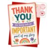 Thank You Story Card with Envelope and Stickers, Important Part of My Story Appreciation Greeting Card, Thank You Gift for Friend Teacher Mentor Mom Dad Coworker Caregiver Nurse, 8x5.3 inches