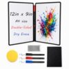 Thayrakn Dry Erase Notebook A4 Portable Whiteboard with 3 Markers & Eraser