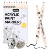 Thboxes 10 Pack Black Paint Markers, Dual-Tip Acrylic Paint Pen Fine Tip and Brush Tip Markers for Fabric Wood Metal Rock Glass Plastic Canvas School Supplies Art Supplies