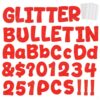 Thboxes 251 Pcs Bulletin Board Letters, Glitter Letters for Bulletin Board with 300 Pcs Adhesive Dot, Number Alphabet Punctuation Symbol Poster Letter for Classroom Displays DIY Decor, 4'' (Red)