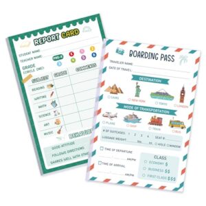 Thboxes 2 Pack Kids Pretend Play Notepads, Boarding Pass & Report Card Set