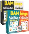 THE BAMBINO TREE Math Facts Bingo Games - Addition, Subtraction, Multiplication, Division - Educational Learning for Ages 6-12