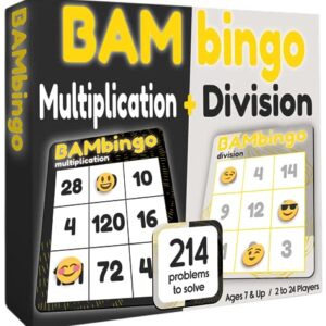 THE BAMBINO TREE Multiplication and Division Facts Bingo Game - 3rd 4th & 5th Grade Educational Math Learning for Classroom & Homeschool