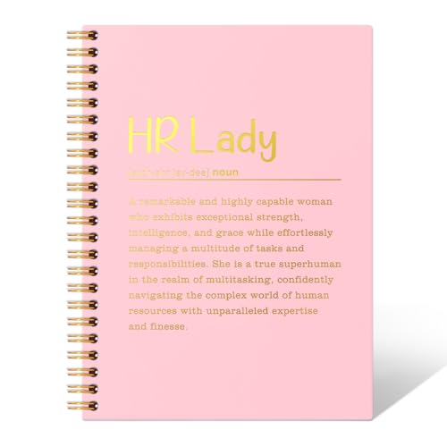 THEBESTU HR Lady Definition 160 Pages Hardcover Lined Spiral Notebook, HR Coworker Gifts for Christmas, Human Resources Appreciation Gifts for Hr Manager, Human Resources Humor Office Notebook (Pink)