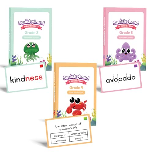 THE FIDGET GAME SquishyLand Expansion Card Packs – Grades 3 to 5 Literacy Skill Flash Cards for SquishyLand | Reading Cards on Syllables, Suffixes, and Roots | Multisensory Game for Classroom & Home