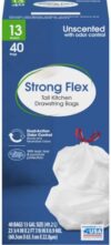 The Great 'Value Strong Flex Tall Kitchen Drawstring Bags, 13 Gallon, Unscented, 40 Count