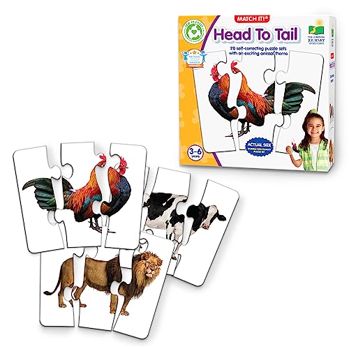 The Learning Journey: Match It! Head to Tail - 20 Self-Correcting Animal-Themed Puzzle Sets - Matching Puzzles for Children Ages 3-6 Years (40 Pieces)