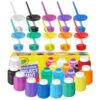 The Mega Deals Kids Painting Set – Washable Non-Toxic Finger Paints (10 Colors of 2 oz) with 10 Paint Cups & 10 Brushes Mess-Free Toddler Art Supplies Painting Kit for Kids Gift Bundle