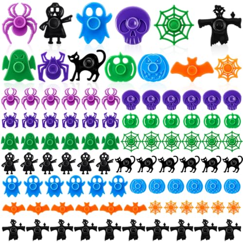 Thenshop 200 Pcs Halloween Fidget Spinner Toys Mini Fidget Spinner Toys Bulk Sensory Anxiety Stress Relief Gifts Halloween Party Favors Goodie Bags Stuffers for Classroom Prizes, Trick or Treat Bags