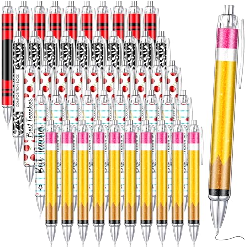 Thenshop 50 Pcs Back to School Pens Bulk Thank You Best Teachers' Day Gel Ink Ballpoint Pens Inspirational Graduation Theme Party Favors Appreciation Gifts for Office School Work