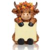 Thenshop Sunflower Highland Cow Pop up Sticky Note Dispenser Resin Highland Cow Note Holder with 100 Sheets 3 x 3 Inch Sticky Notes Desk Accessory for Office Home (Brown,Autumn)