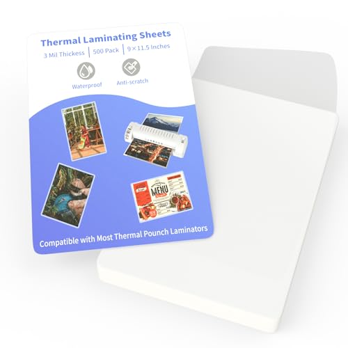 Thermal Laminating Pouches, FungLam Clear Laminating Sheets, 3 Mil Thickness Thermal Laminating Sheets, 9×11.5 Inch Laminator Sheets for Laminators, Clear Plastic Letter Size Sheets, 500 Pack.