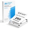 Thermal Printer Paper 8.5 x 11 Inch 200 Sheets Quick Dry Inkless Paper