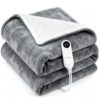 ThermoHalo Heated Blanket Electric Blanket, Cozy Soft Flannel & Plush Sherpa Fleece Warm Heater Throw Blanket with Fast Heating & Auto-Off Over-Heat Protection, ETL Certification ，50" x 60" (Gray)