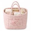 The Roomiest Boho Floral Everything Basket, Collapsible Laundry Hamper (Pink)