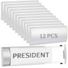 Therwen 12 Pcs Aluminum Office Name Plate Holder for Door Wall Mount 8'' x 3'' Business Sign Holder Office Door Sign Sturdy Curved with Plastic Film and Adhesive Tape (Silver)