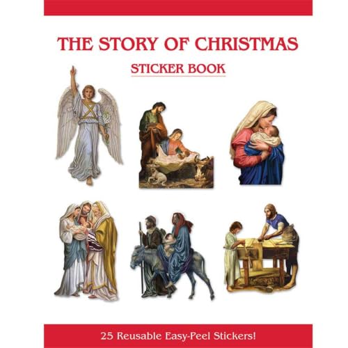 The Story of Christmas Reusable Sticker Book – 25 Easy-Peel Nativity Stickers for Kids, Christian Christmas Activity Book, Bible Story Learning, Religious Holiday Gift, Advent & Sunday School