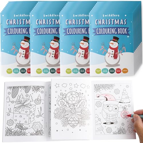 THE TWIDDLERS - 36 Pack Christmas Coloring Books for Kids Age 3+, Stocking Party Bag Fillers, Bulk Coloring Book Party Favor, Classroom Activity Books - Santa Claus, Reindeer, Snowman